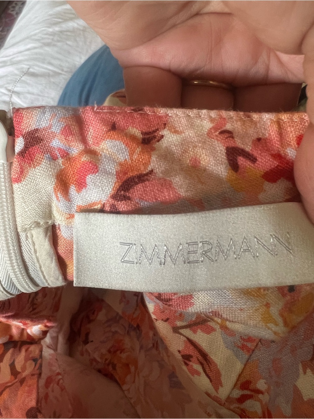 Zimmermann Pink and White Floral Puff-Sleeve Devi plunge Mini Dress - Picture 14 of 16